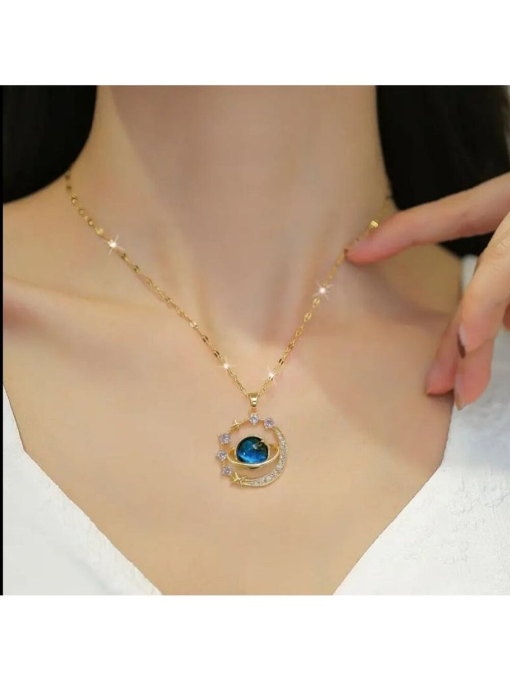 Exquisite Starry Sky Planet Zircon Pendant Necklace